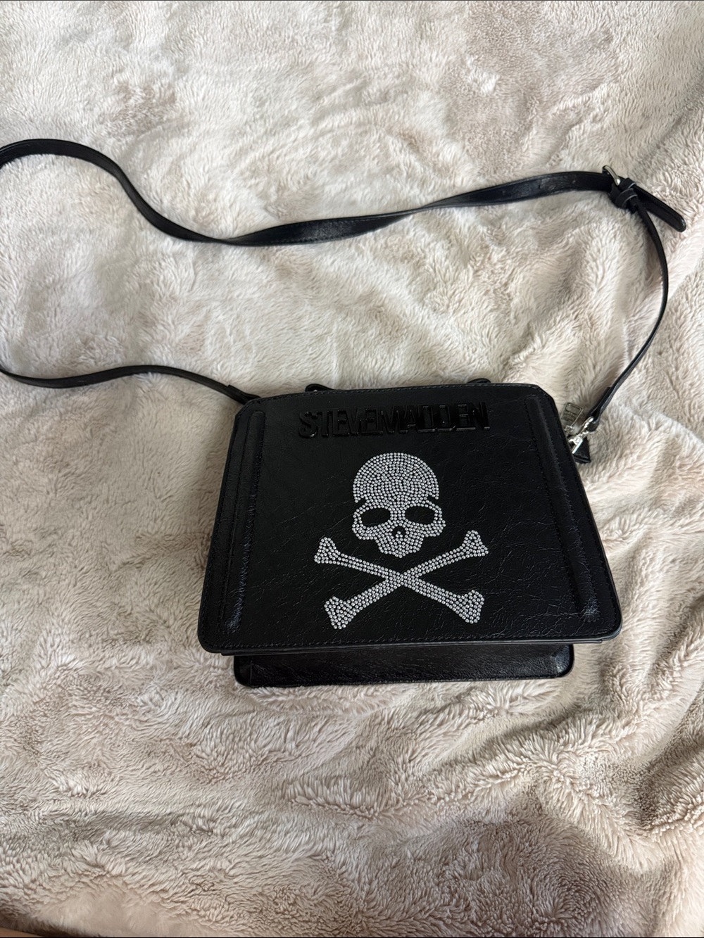 Steve Madden Black Rhinestone Skull Crossbody Bag